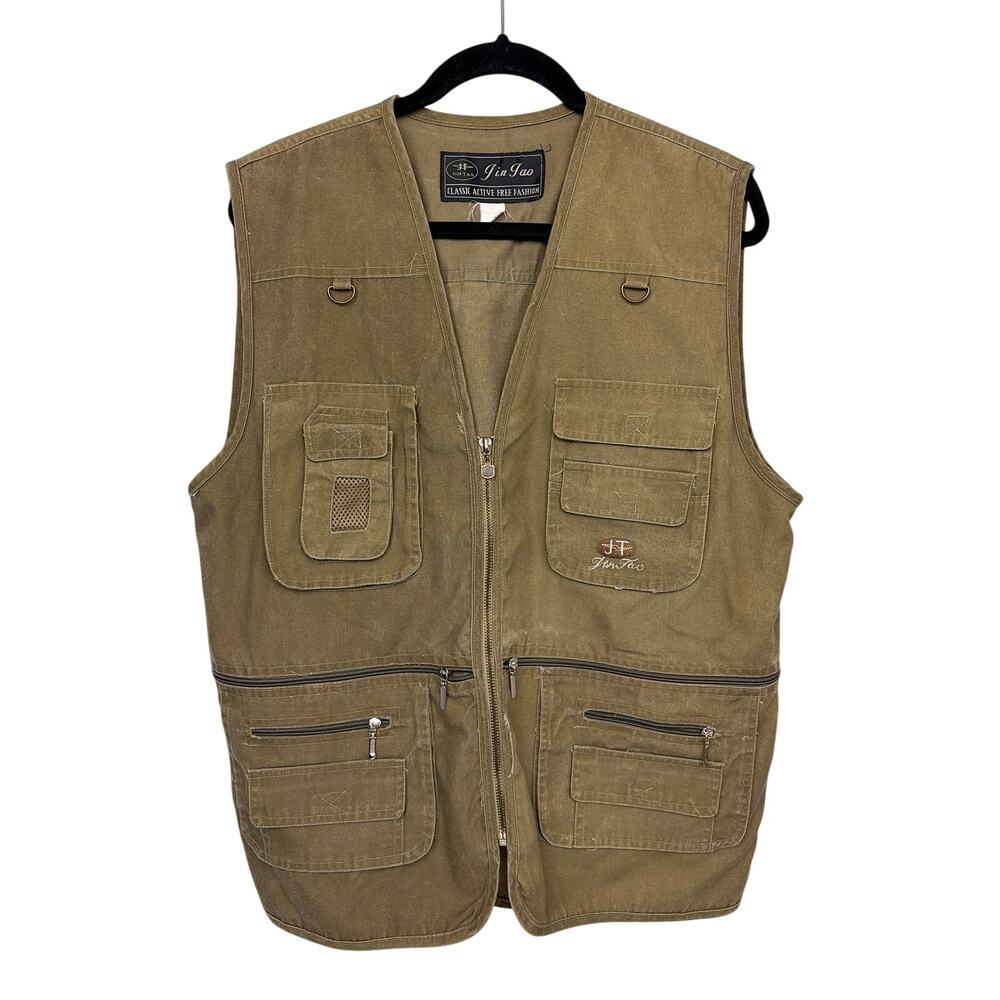 J.T. Jin Tao Vintage Gorpcore Fishing Cabincore Utility Pockets Full Zip Vest M